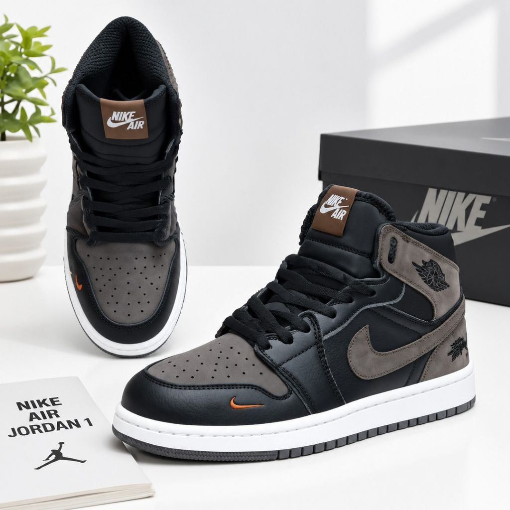 خرید آنلاین کتانی ترند جردن وان استاسی ساقدار رنگ جذاب مشکی قهوه ای Nike Jordan Stussy