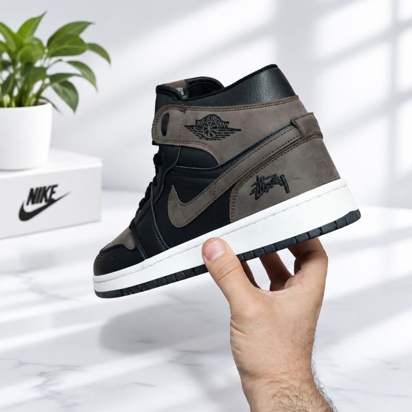 کتانی ترند جردن وان استاسی ساقدار رنگ جذاب مشکی قهوه ای Nike Jordan Stussy