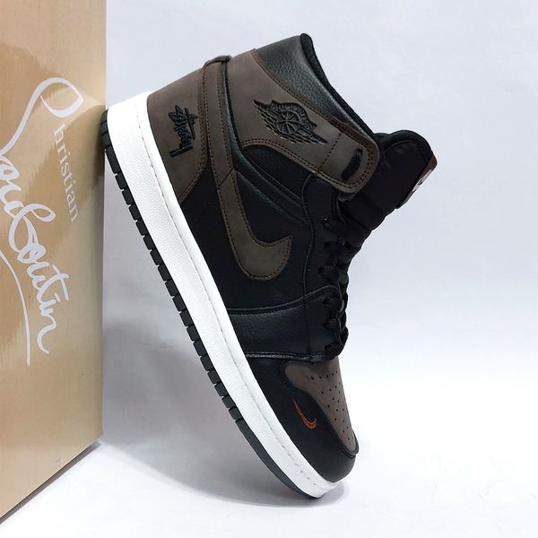 کتانی ترند جردن وان استاسی ساقدار رنگ جذاب مشکی قهوه ای Nike Jordan Stussy