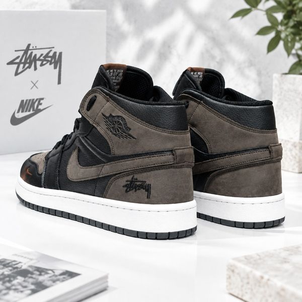 کتانی ترند جردن وان استاسی ساقدار رنگ جذاب مشکی قهوه ای Nike Jordan Stussy