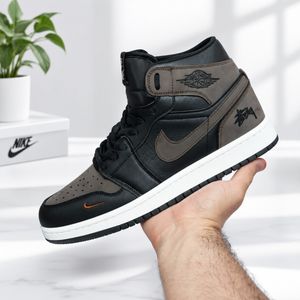 خرید انلاین کتانی ترند جردن وان استاسی ساقدار رنگ جذاب مشکی قهوه ای Nike Jordan Stussy