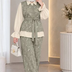 قیمت ارزان ست پیراهن شلوار گل گچی شیک تن خور بی نظیر فری تا 46