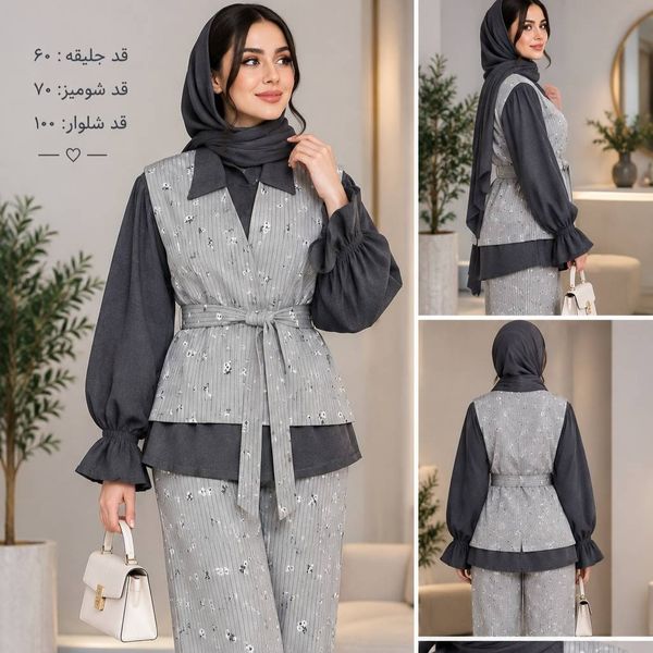 ست پیراهن شلوار گل گچی شیک تن خور بی نظیر فری تا 46