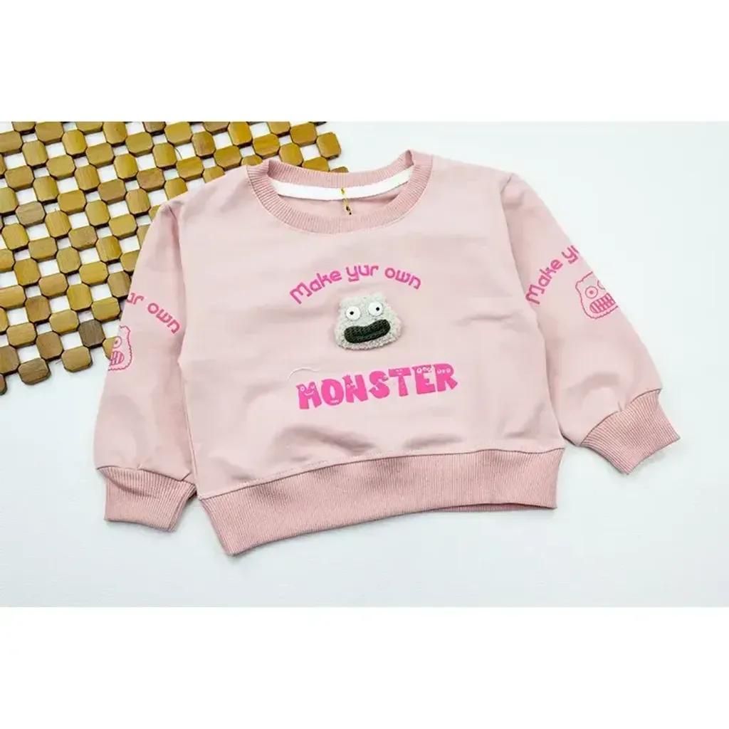 خرید اینترنتی قیمت بلوز دخترانه طرح monster جنس پنبه یقه گرد مناسب پاییز و زمستان