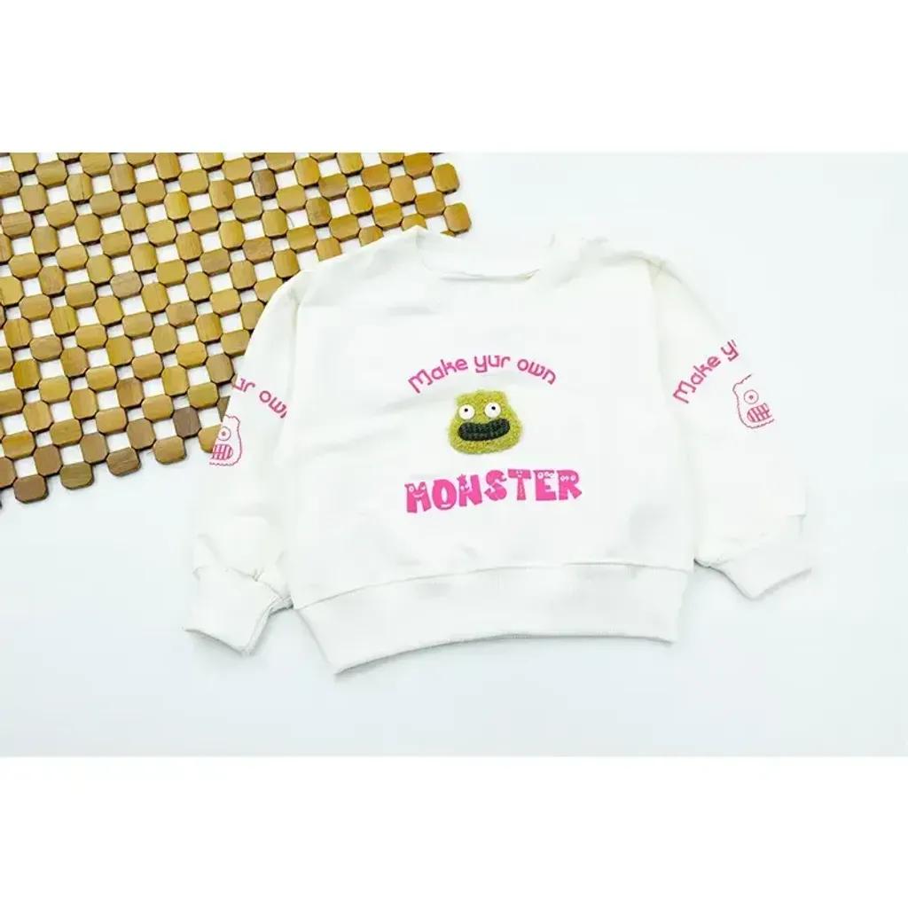 خرید اینترنتی قیمت بلوز دخترانه طرح monster جنس پنبه یقه گرد مناسب پاییز و زمستان