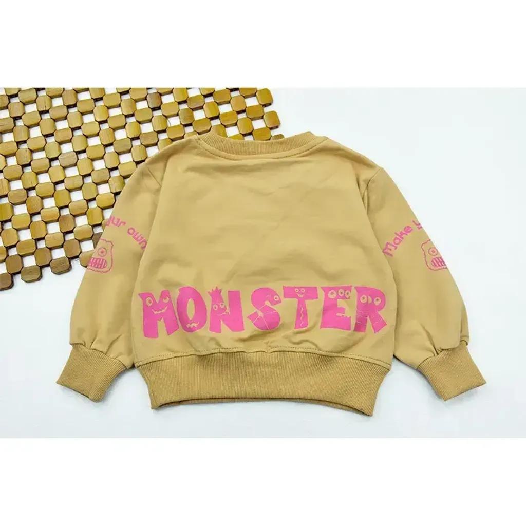 خرید اینترنتی قیمت بلوز دخترانه طرح monster جنس پنبه یقه گرد مناسب پاییز و زمستان
