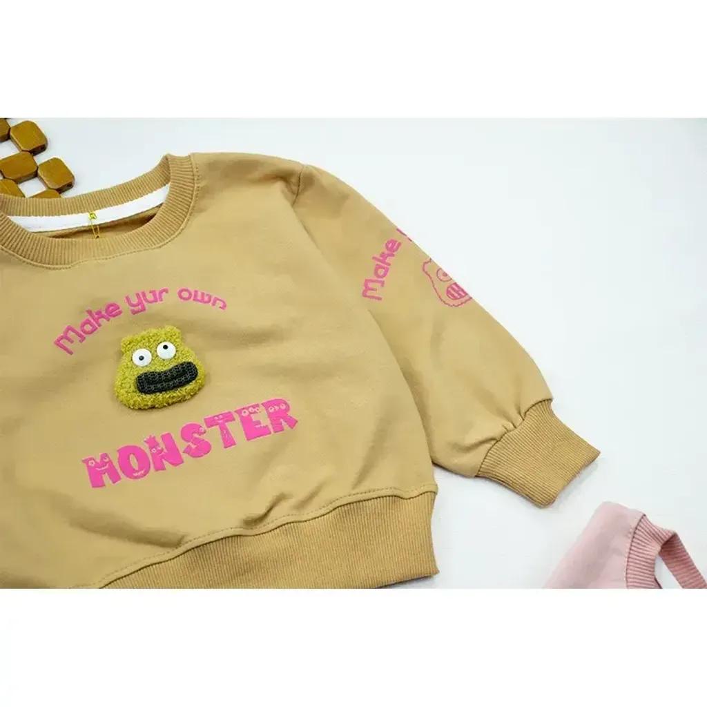 خرید اینترنتی قیمت بلوز دخترانه طرح monster جنس پنبه یقه گرد مناسب پاییز و زمستان