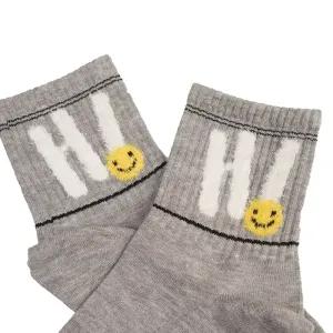 خرید اینترنتی قیمت جوراب نیم ساق طرح hi و ایموجی نخی فری سایز 36 تا 41