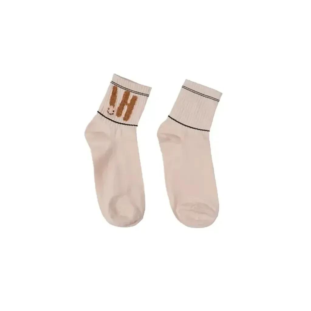 خرید اینترنتی قیمت جوراب نیم ساق طرح hi و ایموجی نخی فری سایز 36 تا 41