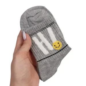 خرید اینترنتی قیمت جوراب نیم ساق طرح hi و ایموجی نخی فری سایز 36 تا 41