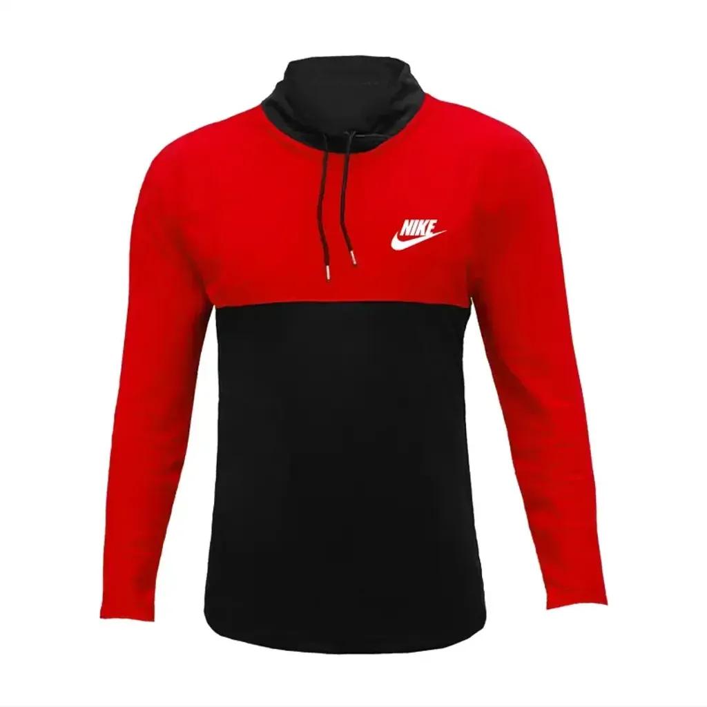 خرید اینترنتی قیمت تیشرت آستین بلند مردانه طرح Nike جودون قرمز-مشکی یقه ایستاده