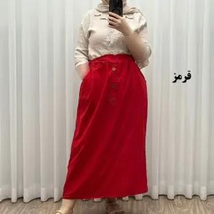 خرید اینترنتی قیمت دامن لینن زنانه و دخترانه فری سایز مناسب تا سایز 48 قد 93 سانتیمتر
