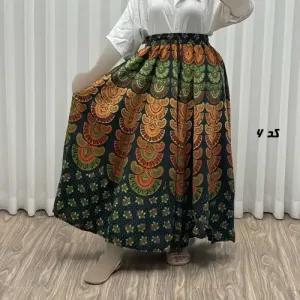 خرید اینترنتی قیمت دامن زنانه لنگی کتان فری سایز مناسب تا سایز 52