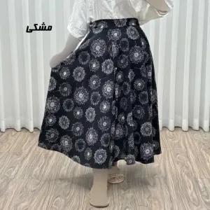 خرید اینترنتی قیمت دامن لینن کلوش تمام دکمه مدل قاصدک فری سایز مناسب تا 44