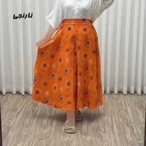 خرید اینترنتی قیمت دامن لینن کلوش تمام دکمه مدل قاصدک فری سایز مناسب تا 44