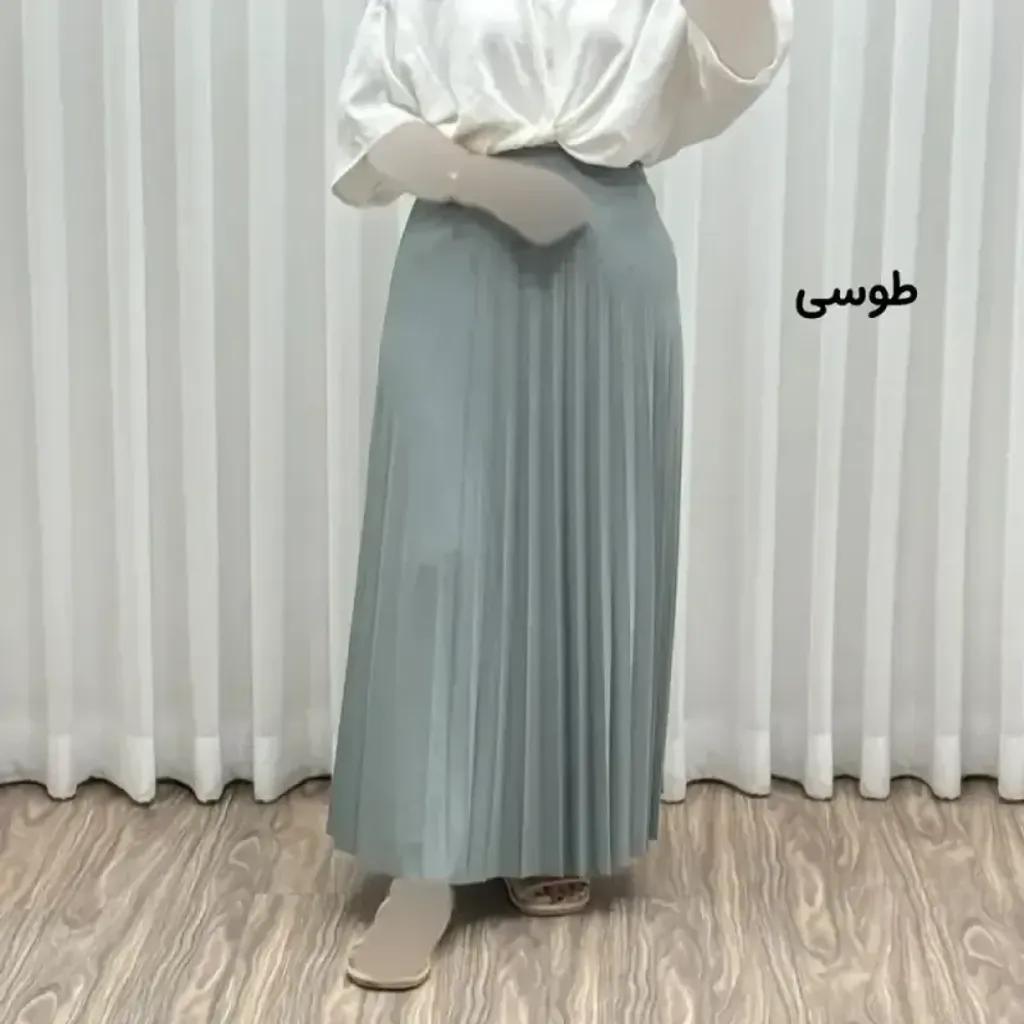 خرید اینترنتی قیمت دامن پلیسه زنانه جودون گرم بالا فری سایز (36 تا 46) بدون آستر 6 رنگ