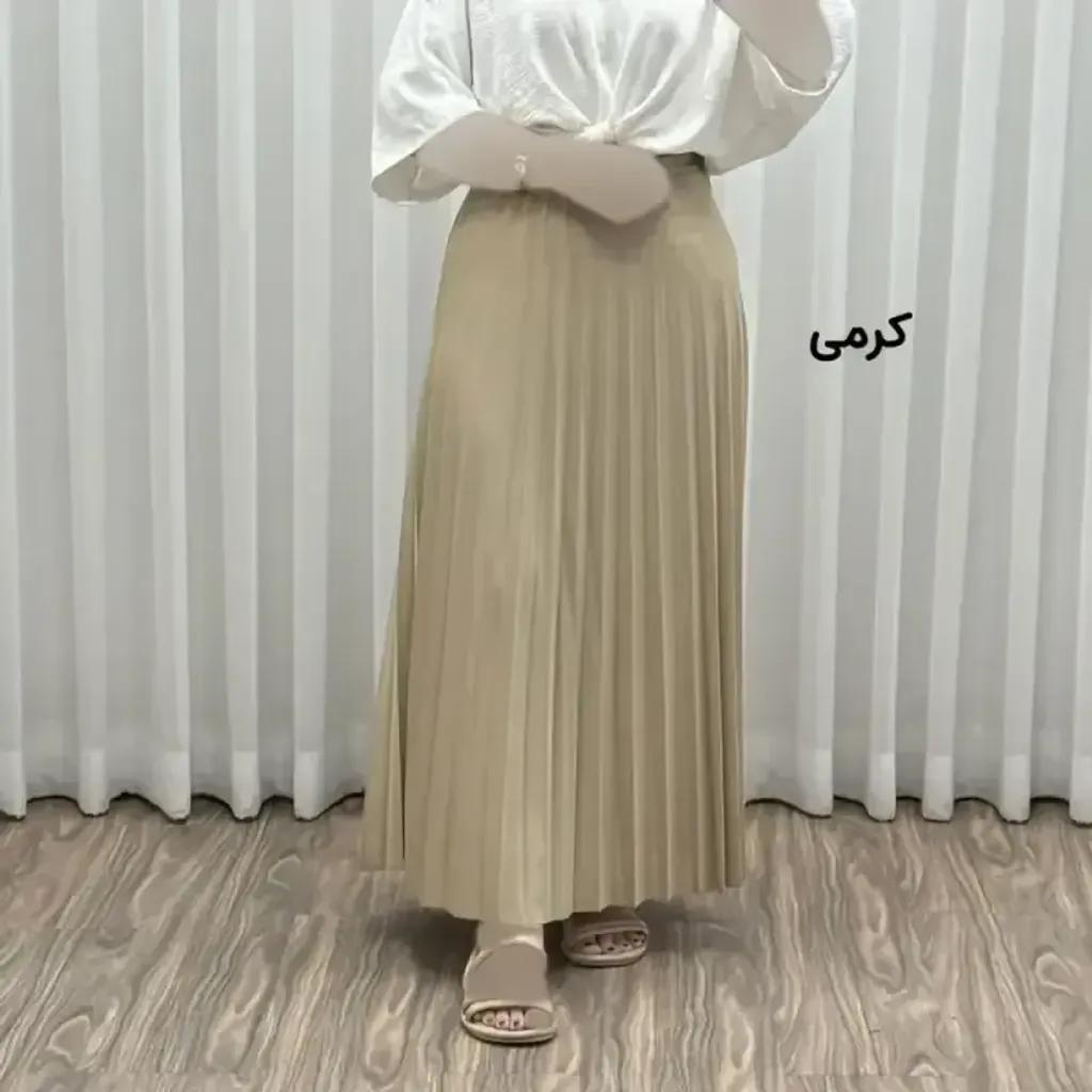 خرید اینترنتی قیمت دامن پلیسه زنانه جودون گرم بالا فری سایز (36 تا 46) بدون آستر 6 رنگ