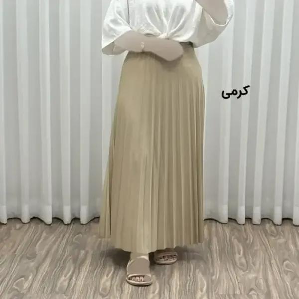 دامن پلیسه زنانه جودون گرم بالا فری سایز (36 تا 46) بدون آستر 6 رنگ