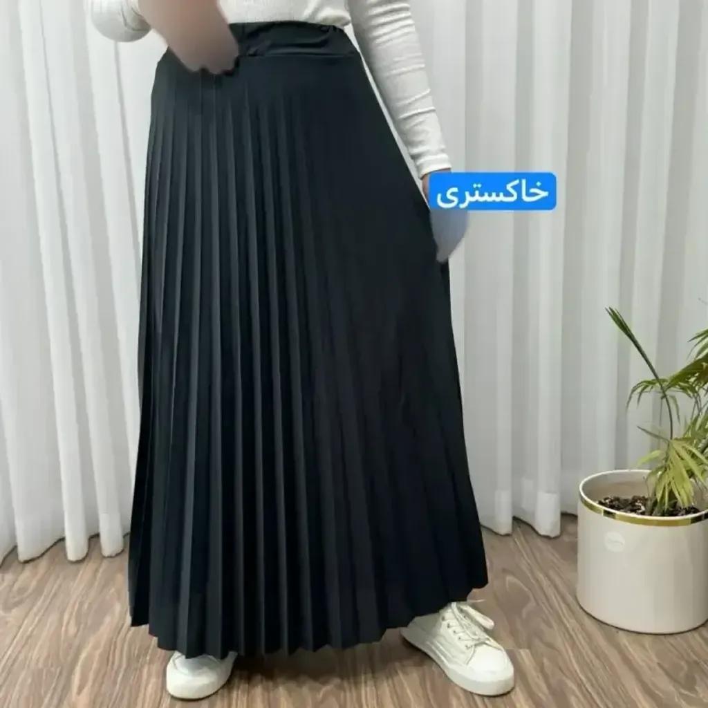 خرید اینترنتی قیمت دامن پلیسه زنانه جودون گرم بالا فری سایز (36 تا 46) بدون آستر 6 رنگ