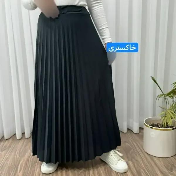 دامن پلیسه زنانه جودون گرم بالا فری سایز (36 تا 46) بدون آستر 6 رنگ