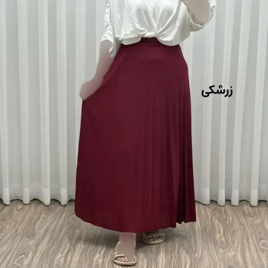 خرید اینترنتی قیمت دامن پلیسه زنانه جودون گرم بالا فری سایز (36 تا 46) بدون آستر 6 رنگ
