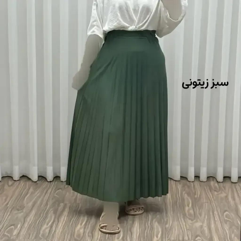 خرید اینترنتی قیمت دامن پلیسه زنانه جودون گرم بالا فری سایز (36 تا 46) بدون آستر 6 رنگ