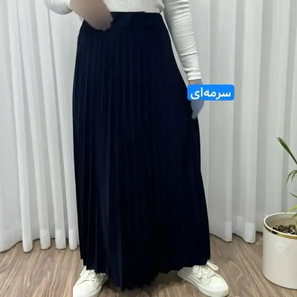 خرید اینترنتی قیمت دامن پلیسه زنانه جودون گرم بالا فری سایز (36 تا 46) بدون آستر 6 رنگ