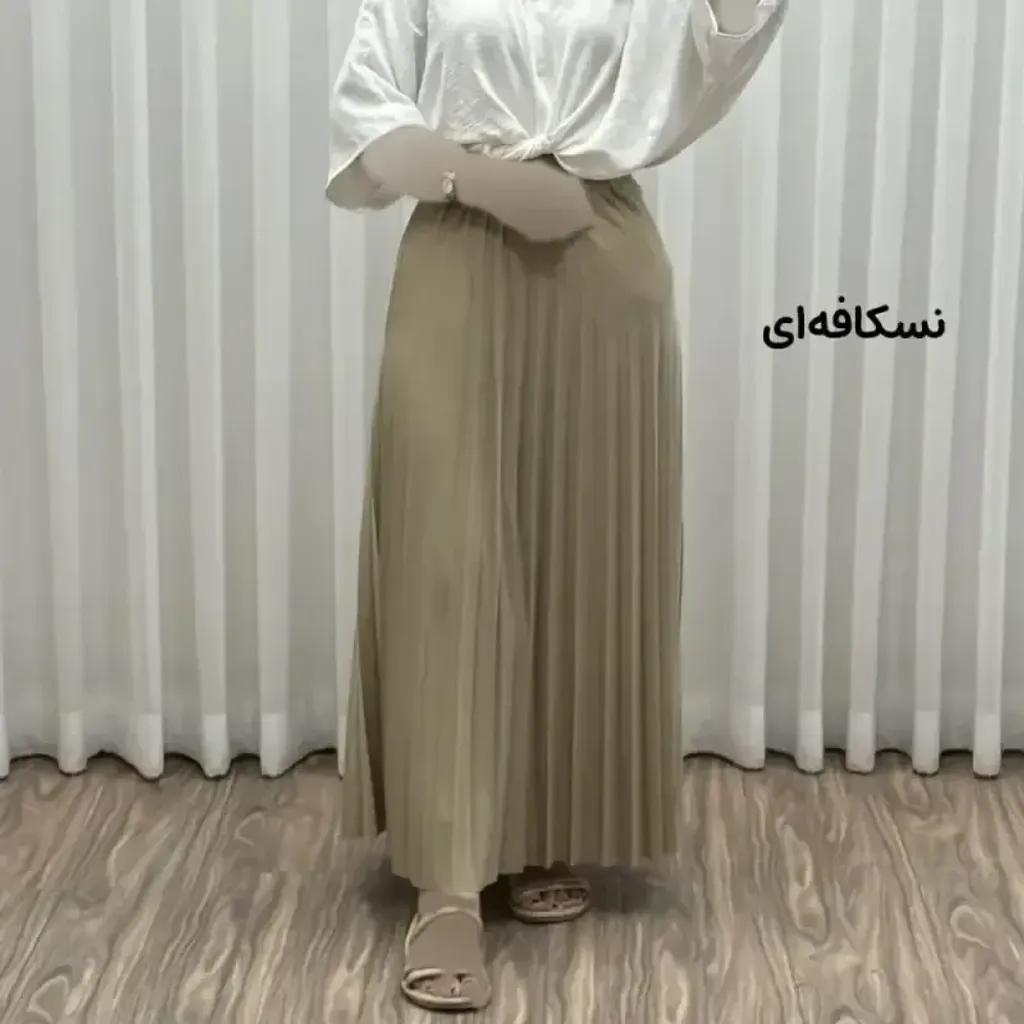 خرید اینترنتی قیمت دامن پلیسه زنانه جودون گرم بالا فری سایز (36 تا 46) بدون آستر 6 رنگ