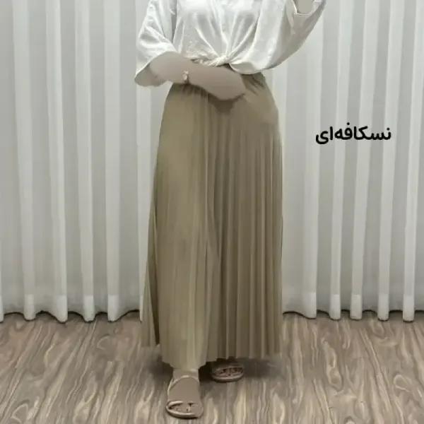 دامن پلیسه زنانه جودون گرم بالا فری سایز (36 تا 46) بدون آستر 6 رنگ