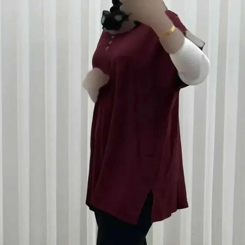 خرید اینترنتی قیمت تاپ زنانه نخی ساده سایز بزرگ فری سایز مناسب تا سایز 54