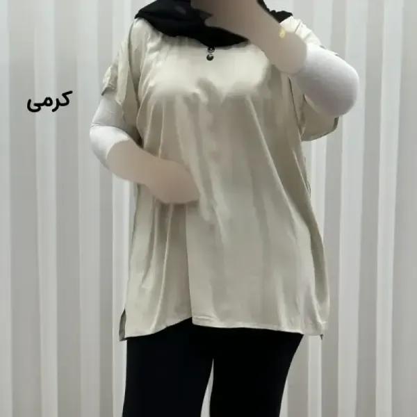 تاپ زنانه نخی ساده سایز بزرگ فری سایز مناسب تا سایز 54