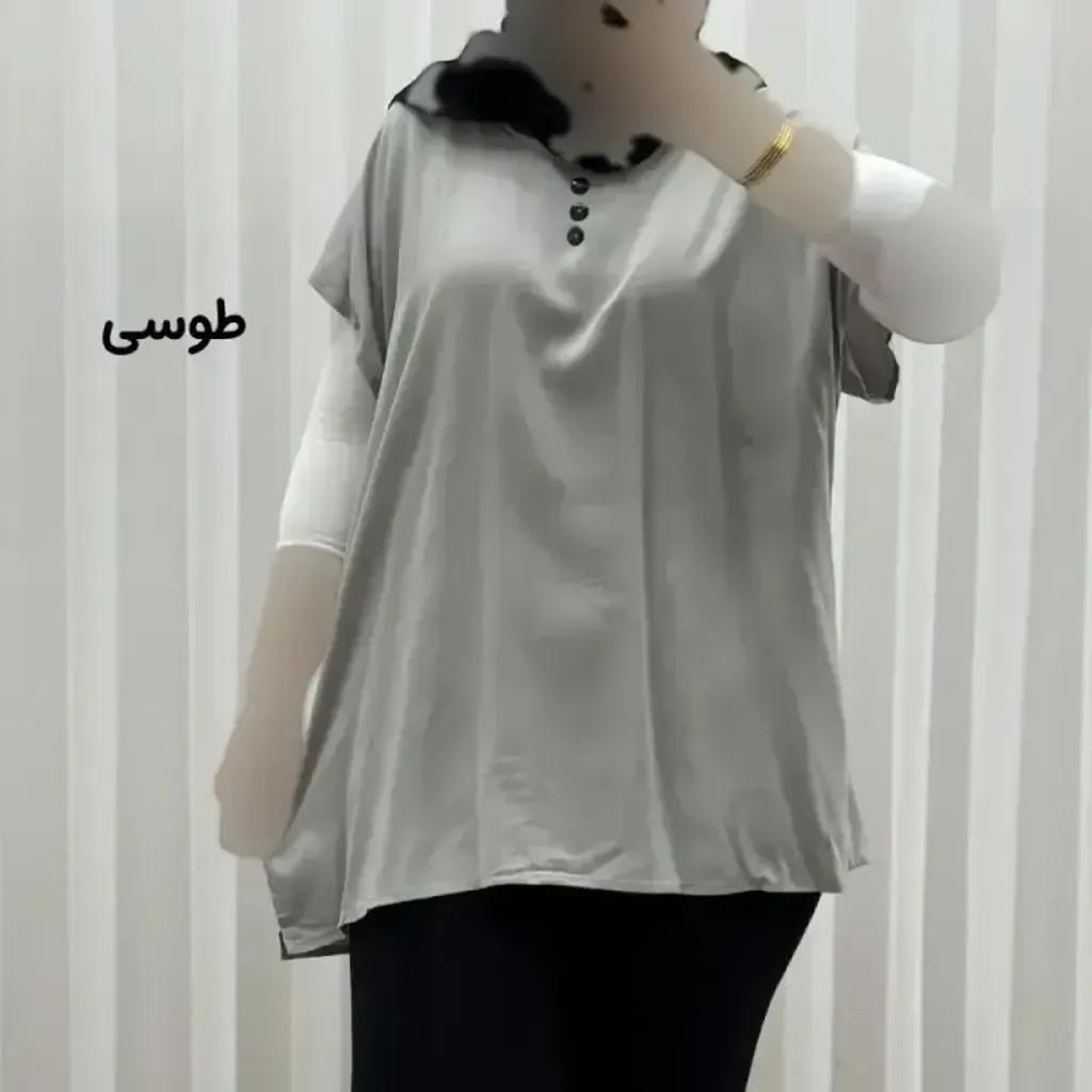 خرید اینترنتی قیمت تاپ زنانه نخی ساده سایز بزرگ فری سایز مناسب تا سایز 54