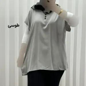 خرید اینترنتی قیمت تاپ زنانه نخی ساده سایز بزرگ فری سایز مناسب تا سایز 54
