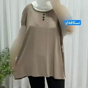 خرید اینترنتی قیمت تاپ زنانه نخی ساده سایز بزرگ فری سایز مناسب تا سایز 54