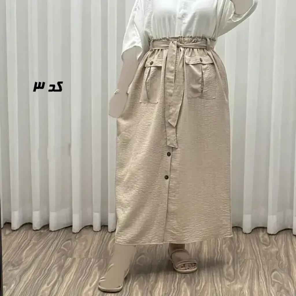 خرید اینترنتی قیمت دامن زنانه نخی مدل پرایا فری سایز مناسب تا 48