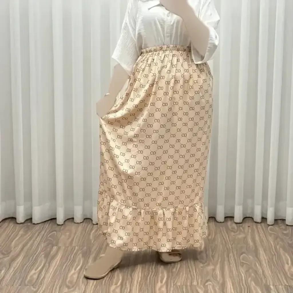 خرید اینترنتی قیمت دامن نخی زنانه و دخترانه فری سایز پارچه خارجی گوچی
