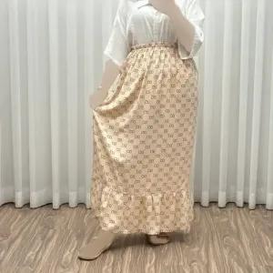 خرید اینترنتی قیمت دامن نخی زنانه و دخترانه فری سایز پارچه خارجی گوچی