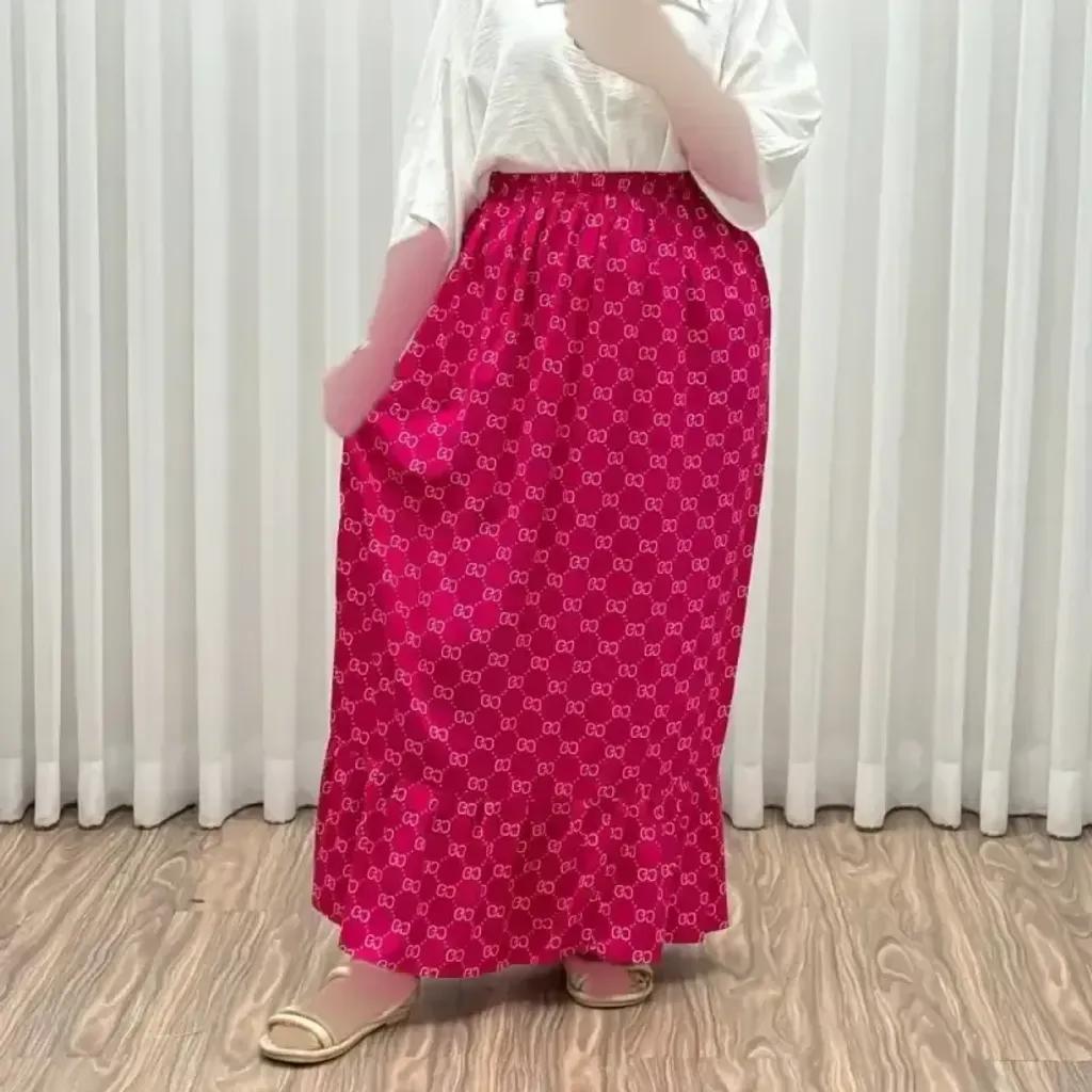 خرید اینترنتی قیمت دامن نخی زنانه و دخترانه فری سایز پارچه خارجی گوچی