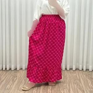 خرید اینترنتی قیمت دامن نخی زنانه و دخترانه فری سایز پارچه خارجی گوچی