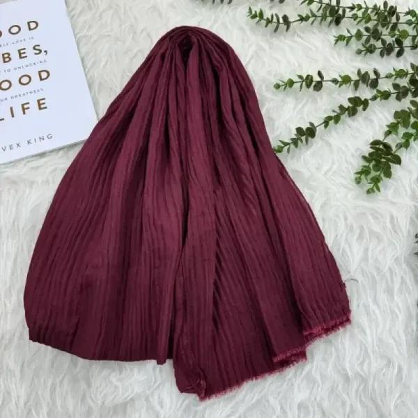 شال پلیسه نخی ساده زنانه قواره بزرگ 190x70 سانتیمتر بدون آبرفت و چروک