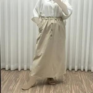 خرید اینترنتی قیمت دامن لینن شمسی کد 1371 فری سایز تا 48 قد 95 سانتیمتر چهارفصل زنانه روزمره
