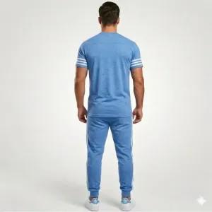خرید اینترنتی قیمت ست تیشرت و شلوار مردانه مدل OMBLU جنس پارچه مولینه رنگ آبی