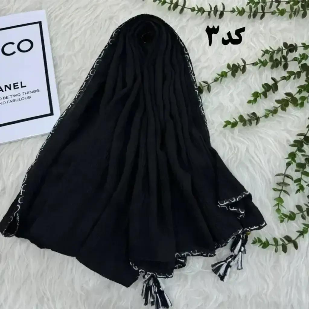 خرید اینترنتی قیمت شال نخی بلک چری دور گان دوزی گد 949 قواره 220*80 سانت بدون آبرفت و چروک