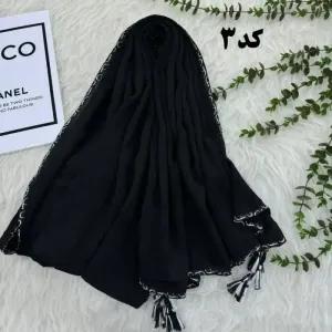 خرید اینترنتی قیمت شال نخی بلک چری دور گان دوزی گد 949 قواره 220*80 سانت بدون آبرفت و چروک