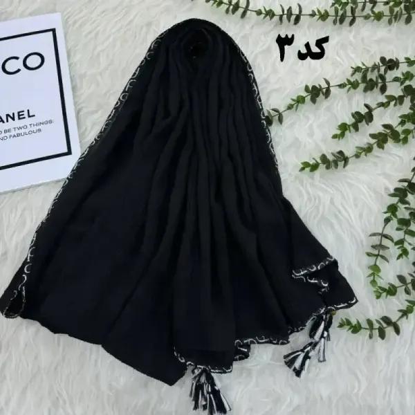 شال نخی بلک چری دور گان دوزی گد 949 قواره 220*80 سانت بدون آبرفت و چروک