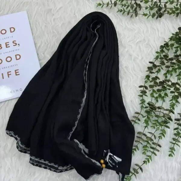 شال نخی بلک چری دور گان دوزی گد 949 قواره 220*80 سانت بدون آبرفت و چروک