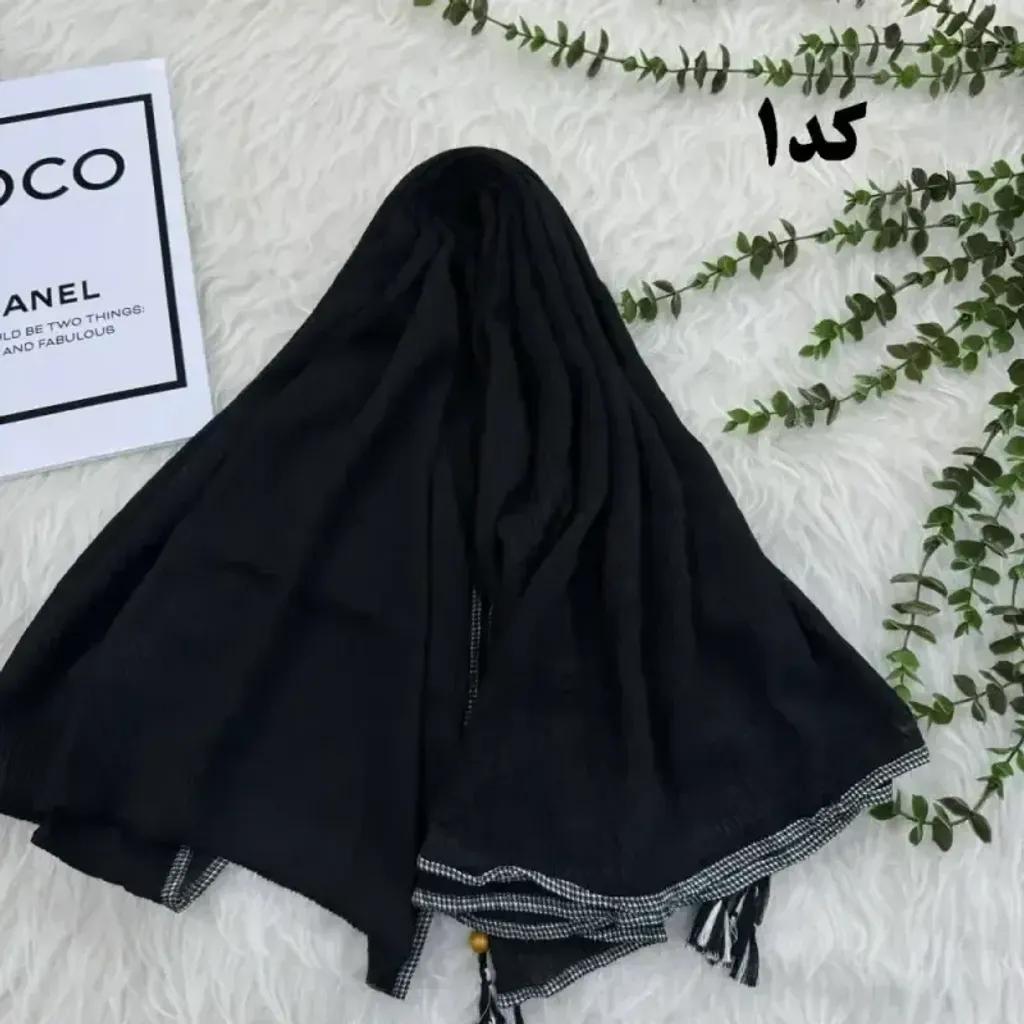 خرید اینترنتی قیمت شال نخی بلک چری دور گان دوزی گد 949 قواره 220*80 سانت بدون آبرفت و چروک