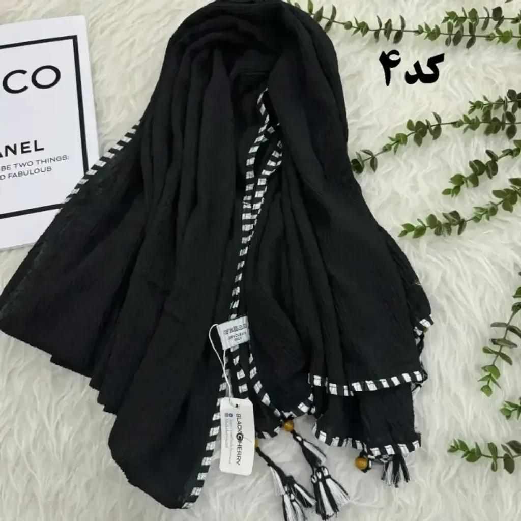 خرید اینترنتی قیمت شال نخی بلک چری دور گان دوزی گد 949 قواره 220*80 سانت بدون آبرفت و چروک
