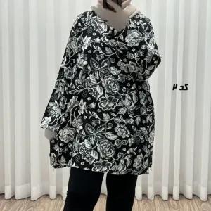 تونیک نخی کجراه زنانه سایز بزرگ فری سایز مناسب تا سایز 56 مدل میکس