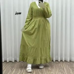 خرید اینترنتی قیمت پیراهن ساحلی زنانه آستین بلند نخی تافته فری سایز مدل سلن دکمه دار آستردار
